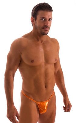 G String Swimsuit - Adjustable Pouch in Ice Karma Atomic Tangerine, Front View