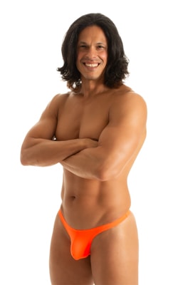 mens micro pouch thong back swimsuit bikini sexy low swimsuit in Blazing Orange