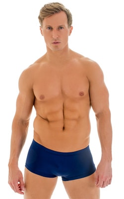 Extreme Low Square Cut Swim Trunks in Navy Blue, Front View