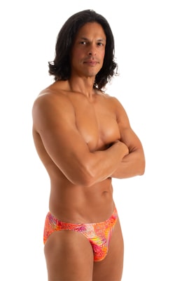 mens bikini swimsuit brief international male swimwear speedo by skinz swimwear in Tan Through Orange Jungle