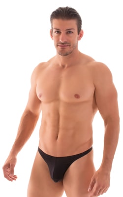 T Back Thong Swimsuit in Super ThinSkinz Black, Front View