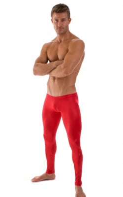 Mens SUPER Low Leggings in Wet Look Red, Front View