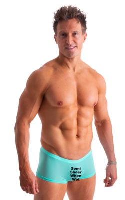 Mens Low Square Cut Swim Trunks in ThinSKINZ Mint 1