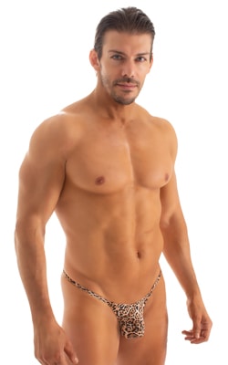 mens micro g string sexy swimsuit bikini in best seller skinz swimwear in sheer cheeta animal print