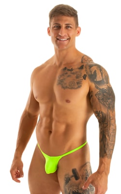 mens micro g string sexy swimsuit bikini in best seller skinz swimwear in semi sheer Neon Lime 