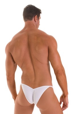 Micro Pouch - Puckered Back - Rio Bikini in White Powernet, Rear View