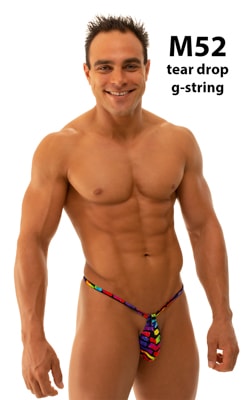 Teardrop G String Swim Suit in Tan Through Technicolor 1
