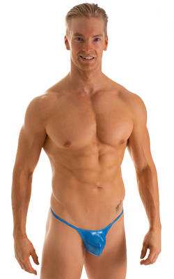 mens micro g string sexy swimsuit bikini in Ice Karma Electric Blue, Front View
