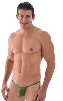 mens micro bikini swimsuit with tiny puckered butt in Semi Sheer Sage