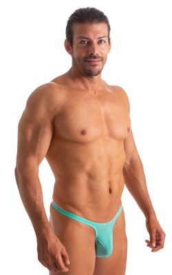 Mens Thong Swimsuit - Bravura Pouch in ThinSKINZ Mint 1