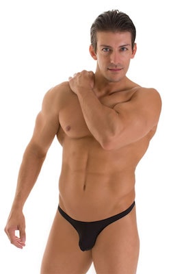 Stuffit Pouch Thong in Super ThinSKINZ Black, Front View