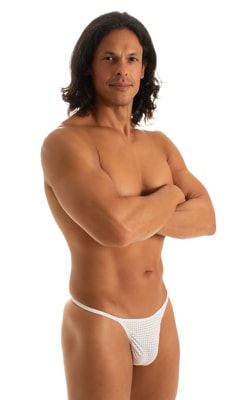 mens y back thong swimsuit g string bikini skinz swimwear in sheer White Peep Show