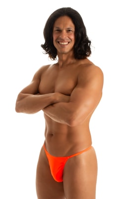 mens smooth pouch string side t back thong sexy swimsuit bikini in Blazing Orange