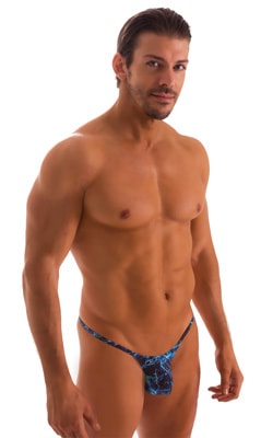 Stuffit Pouch G String Swimsuit in Super ThinSkinz Dark Water, Front View