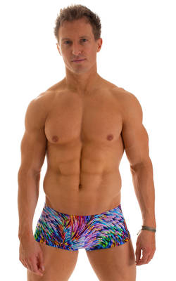 Extreme Low Square Cut Swim Trunks in Illumine, Front View
