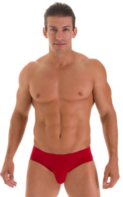 Pouch Brief Swimsuit in ThinSKINZ Lipstick Red, Front View