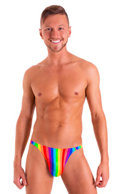 Smooth Front Bikini in Rainbow Stripe, Front View