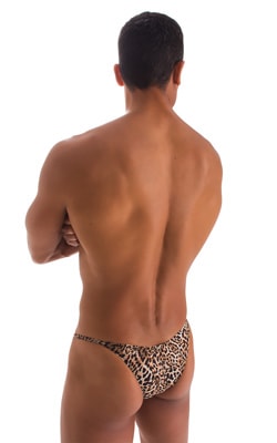 Stuffit Pouch Half Back Tanning Swimsuit in Super ThinSKINZ Cheeta, Rear View
