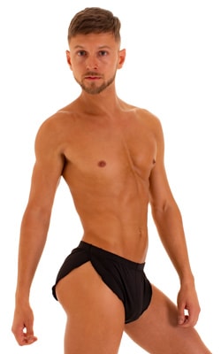 mens sexy swimsuit bikini cover up split shorts in sheer black