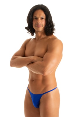 mens smooth pouch string side t back thong sexy swimsuit bikini in Imperial Blue