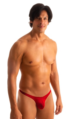 mens micro pouch thong back sexy swimsuit in swimwear fabric Ruby Red
