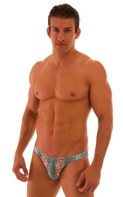 mens imternational male bikini swimsuit brief skinz speedo swimwear in sheer Aqua Snakeskin