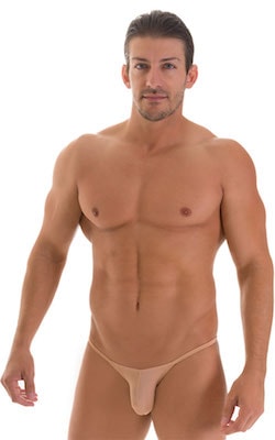 Stuffit Pouch Half Back Tanning Swimsuit in Super ThinSKINZ Nude, Front View