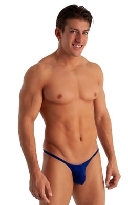 mens micro bikini swimsuit with tiny puckered butt in Semi Sheer Royal Blue