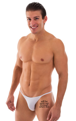 mens super low brazilian bikini in see through white skinz man swimsuit
