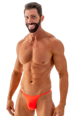 Smooth Pouch Skinny Sides Swim Thong in Blazing Orange, Front View