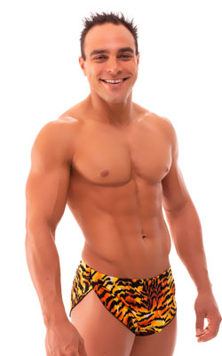 mens sexy swimsuit bikini cover up split shorts in sheer wild tiger