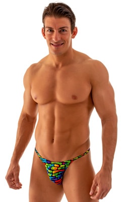 Super Low Brazilian Bikini in Tan Through Technicolor, Front View