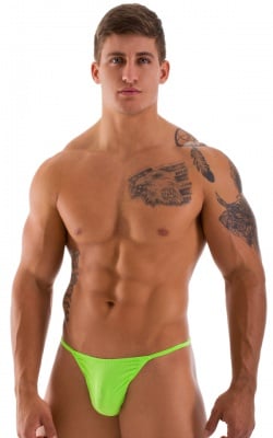 Y Back G String Swim Thong in ThinSkinz Neon Lime, Front View
