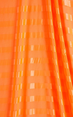 semi sheer orange tangerine satin stripe nylon lycra stretch mesh fabric
