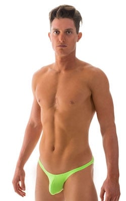 Stuffit Pouch Bikini Swimsuit in ThinSKINZ Neon Lime, Front View