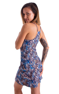 womens sleeveless flare dress sexy swimsuit beach tiki bar cover up in congo jungle print