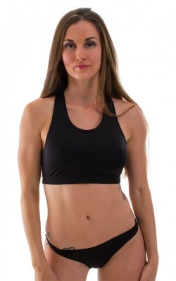 Womens Swim and Sport Top in Black, Front View