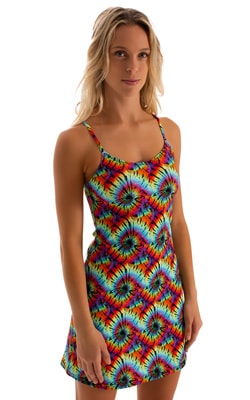womens sleeveless flare dress sexy swimsuit beach tiki bar cover up in classic tie dye