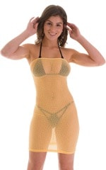 Mini Strapless Bodycon Dress in Banana Stretch Lace, Front View