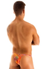 Sunseeker Micro Pouch Half Back Bikini in Tan Through Jungle Palms Orange, Rear View