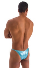 Stuffit Pouch Half Back Tanning Swimsuit in Ice Karma Turquoise Shimmer, Rear View