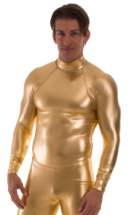 Swim Skin Rash Guard in Liquid Metallic Gold, Front Alternative