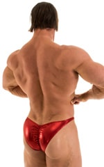 Posing Suit - Fitted Pouch - Puckered Back in Metallic Lipstick Red, Rear View