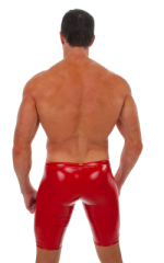 Competition Swim-Dive Jammers in Gloss Red Vinyl, Rear View