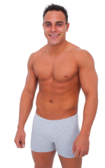 Seamless Square Cut Underwear Gym Shorts in Heather Grey Heavy-Poly-Cotton-Lycra, Front View