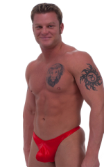 Pouch Enhanced Pistol Pete Thong in Wet Look Red (PRO Lining), Front View