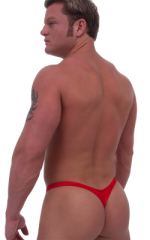 Pouch Enhanced Pistol Pete Thong in Wet Look Red (PRO Lining), Rear View
