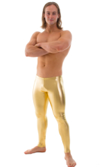 Mens Low Rise Leggings Tights in Liquid Gold, Front View