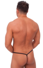 Teardrop G String Swim Suit in Wet Look Black, Rear View