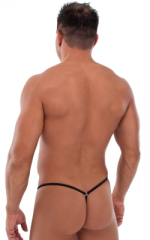 G String Swimsuit - Adjustable Pouch in Semi Sheer ThinSKINZ Black, Rear View